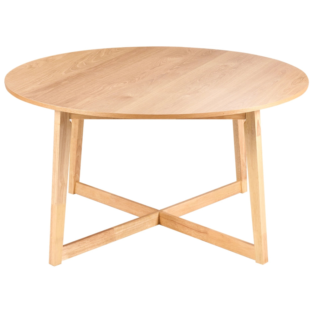 Tavolo da pranzo legno chiaro MDF rubberwood rotondo di ispirazione retrò design soggiorno sala da pranzo