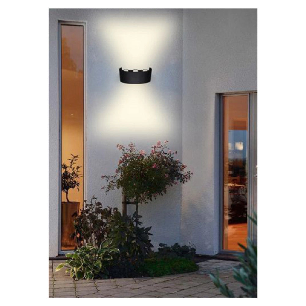 Trade Shop - Applique Esterno Led 16 W Crown Ip65 Up & Down Nero Luce Calda Fredda Natural -