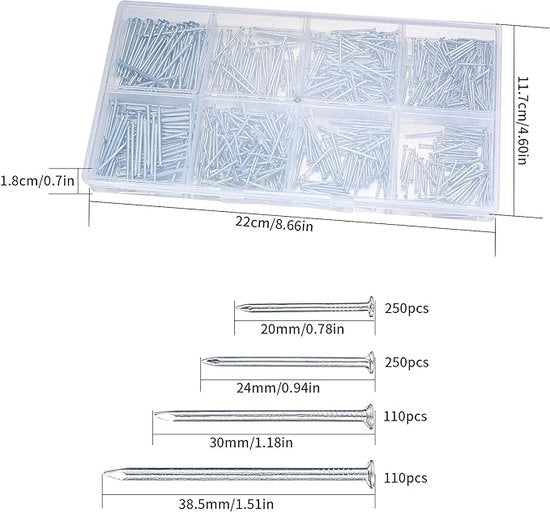 Assortimento di Spicchi per Muratura - Set di Viti da Parete, Spicchi a Testa Piana, Spicchi per Onde Radio, Viti da Parete, Assortimento di Spicchi per Hardware da 720 Pezzi