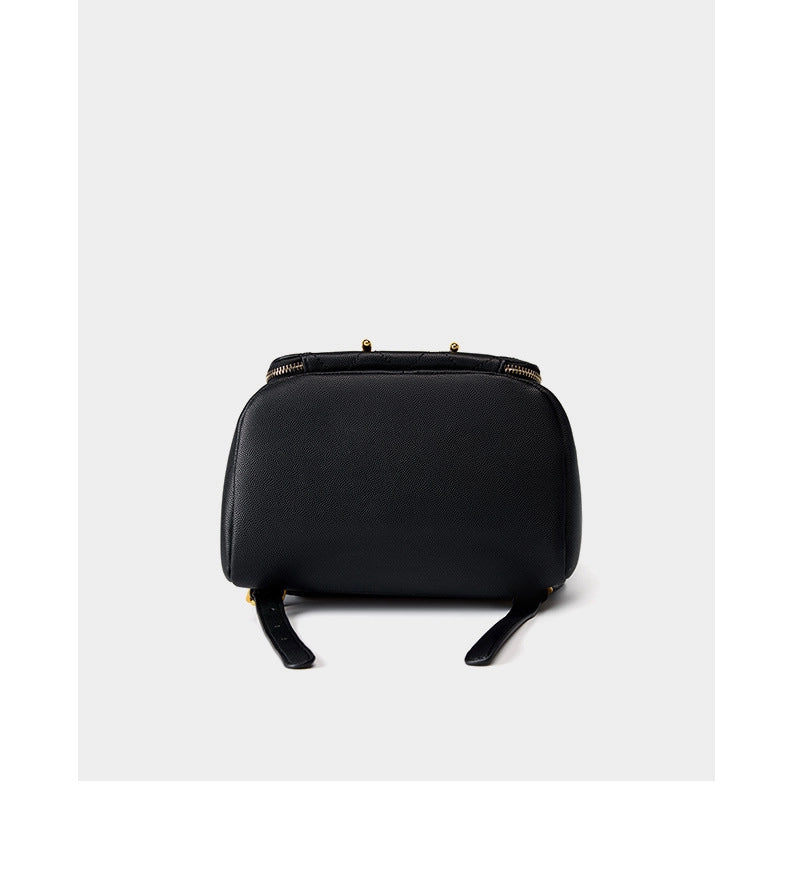 Zaino da viaggio in vera pelle, colore nero.