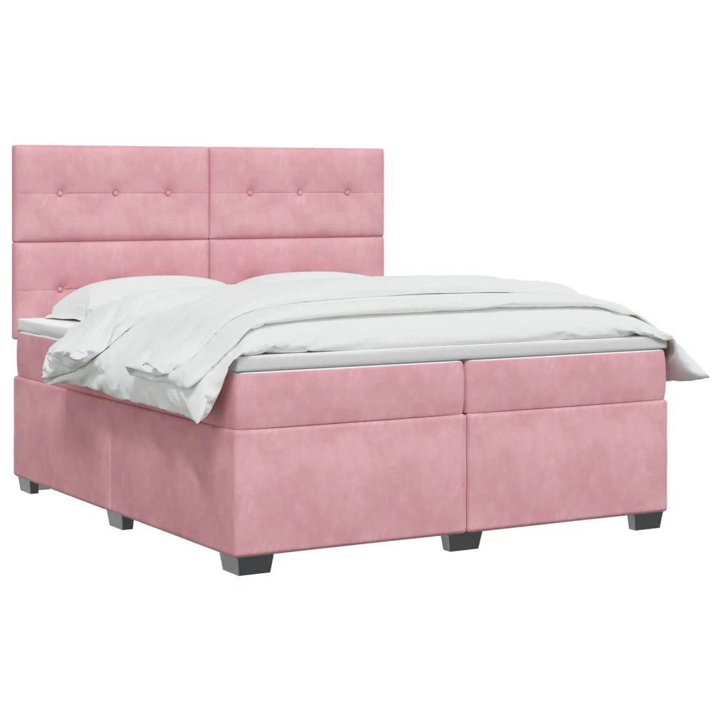 Letto box spring con materasso Rosa 200 x 200 cm Velluto 3453715