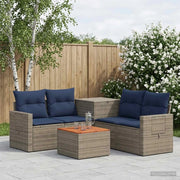 Set di divani 6 pz Grigio e Blu Navy Rattan sintetico e Acciaio 3447463