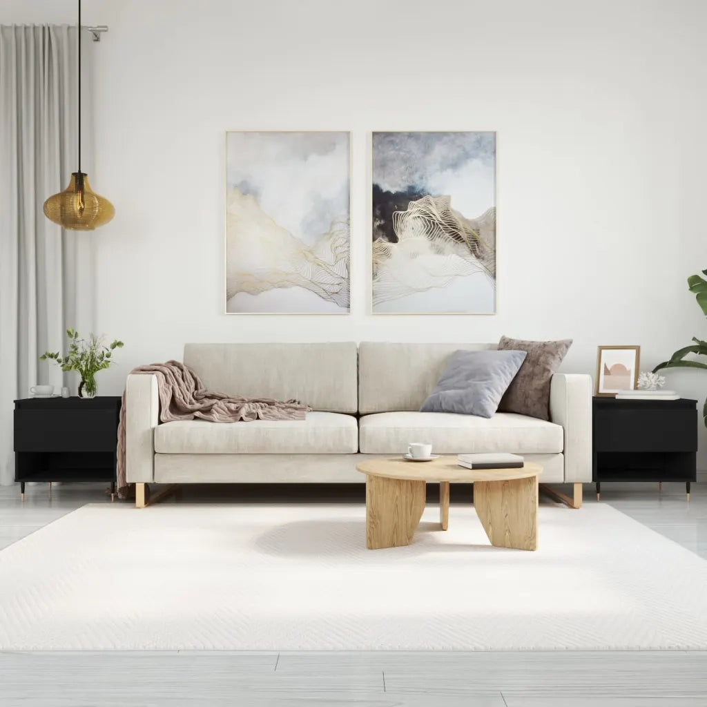 2 pz Tavolini da salotto | Tavolino da caff¨¨ | Tavolino da Soggiorno Neri 50x46x50 cm in Legno Multistrato