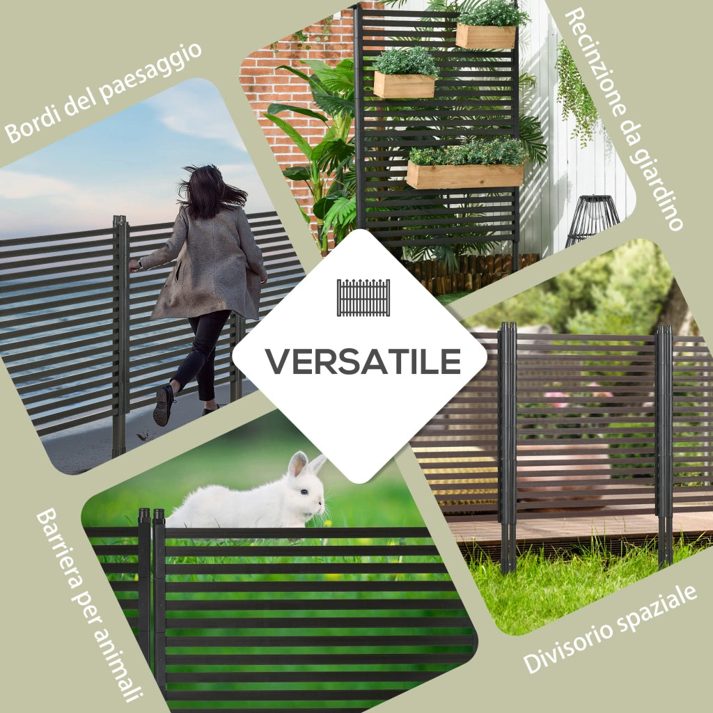 Recinzione Modulabile Autoportante da Giardino ¨C Xylo ¨C Acciaio Marrone 93x22x150 cm