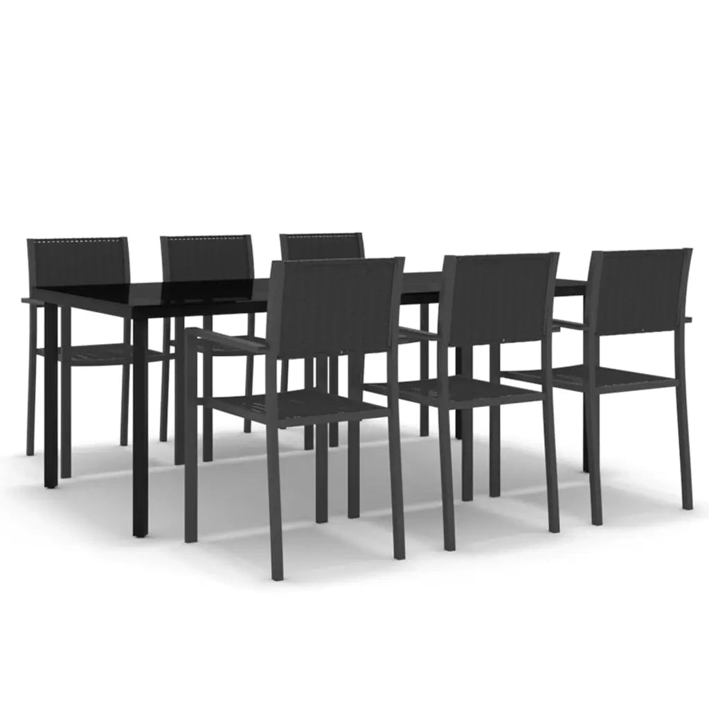 Set Mobili da Pranzo da Giardino 7 pz Nero 3099267