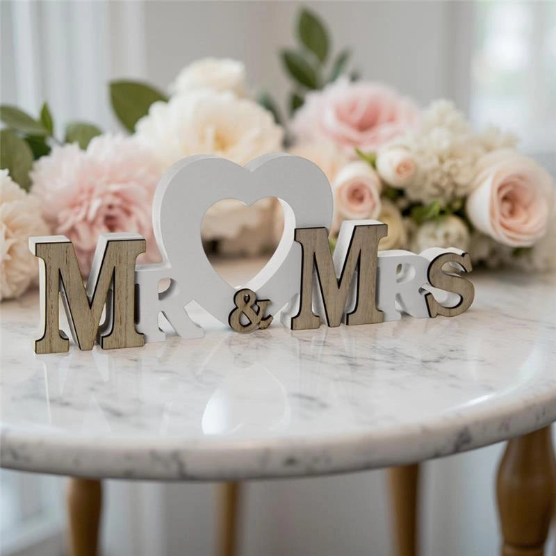 DECORAZIONE MR&MRS IN LEGNO DA PARETE O DA TAVOLO 29X2X11H CM
