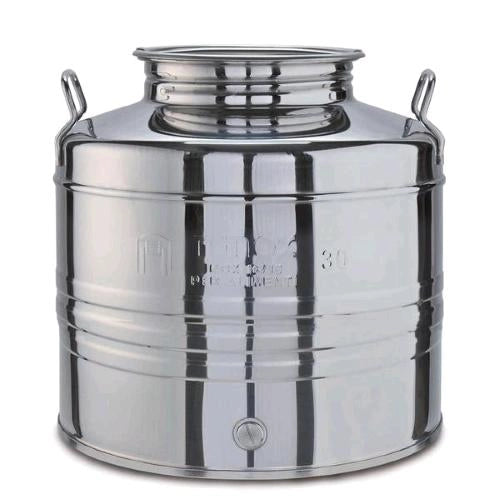Contenitore Bidone Fusto In Acciaio Inox per Olio 50 Litri con Tappo Ermetico