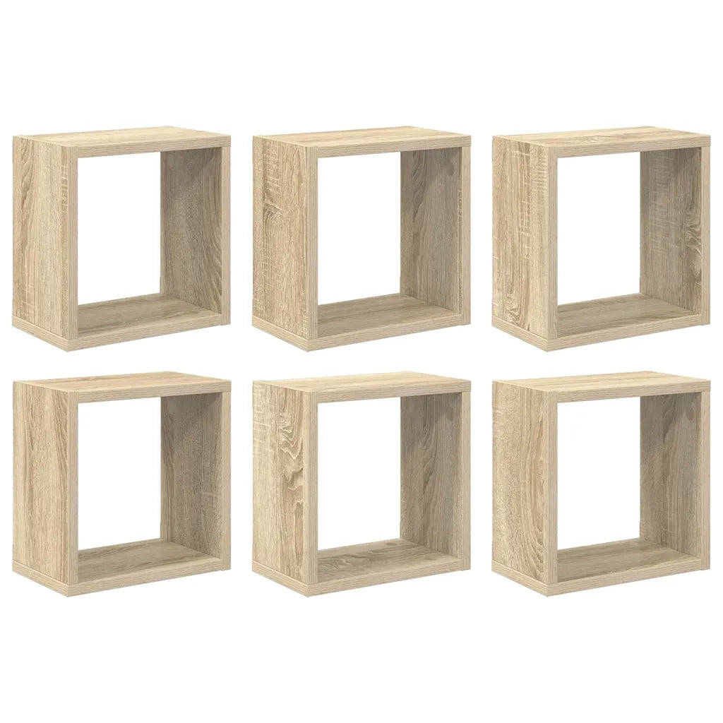 Mensole Parete a Cubo 6 pz Rovere Sonoma 26x15x26 cm 807036