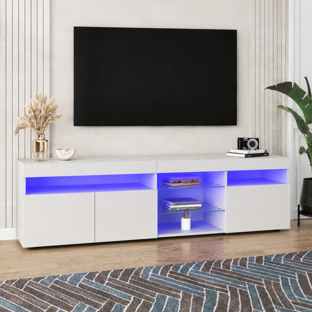 Mobile TV 180x35x48 cm; illuminazione LED variabile; MDF; bianco