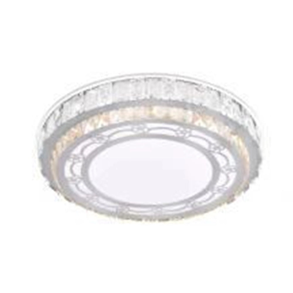 Trade Shop - Plafoniera Soffitto 60w ø50cm Led Tondo A Strati Con Cristalli Floreale Luce Fredda 13675 -