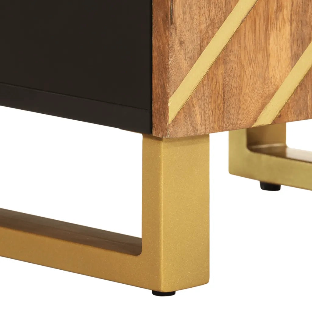 Mobiletto da Bagno | Armadio da bagno Marrone e Nero 38x33,5x58 cm Legno di Mango
