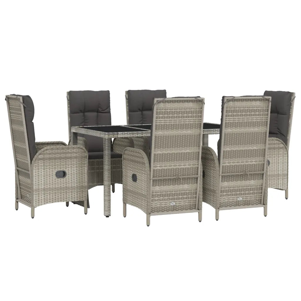 Set da Pranzo da Giardino 7 pz con Cuscini in Polyrattan Grigio 3185036