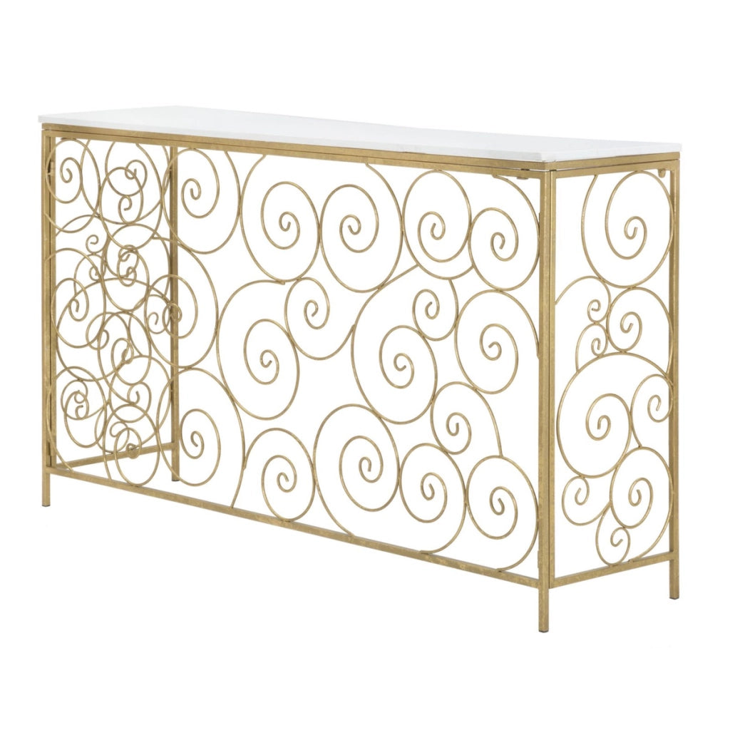 Tavolo Consolle VKH617, Oro, Marmo, 140x36x82 cm