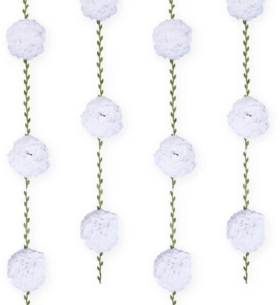 Set di 2 Pomponi di Tissue Bianchi da 250 cm per Decorazione di Festa