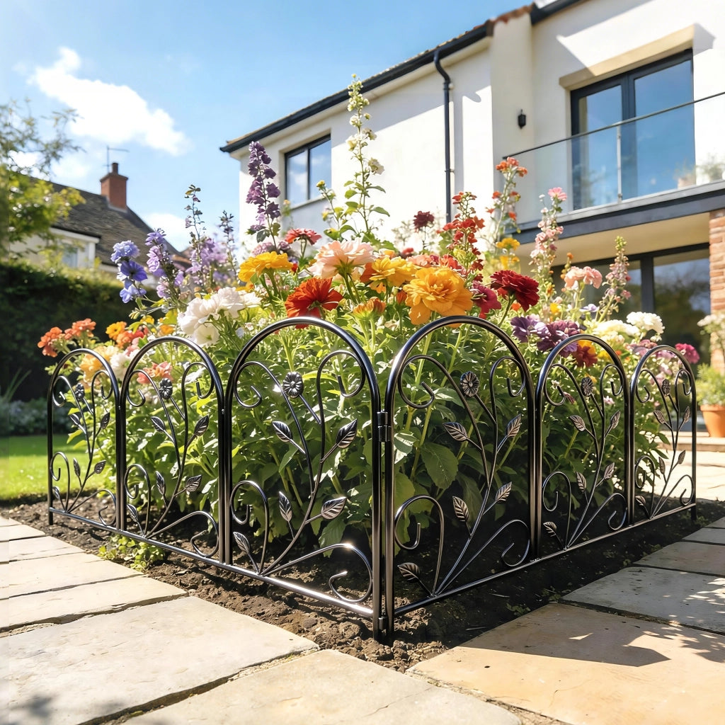 Pannello Recinzione Giardino 5 Pezzi 80x60 cm ¨C Zephmum ¨C Nero Antiruggine