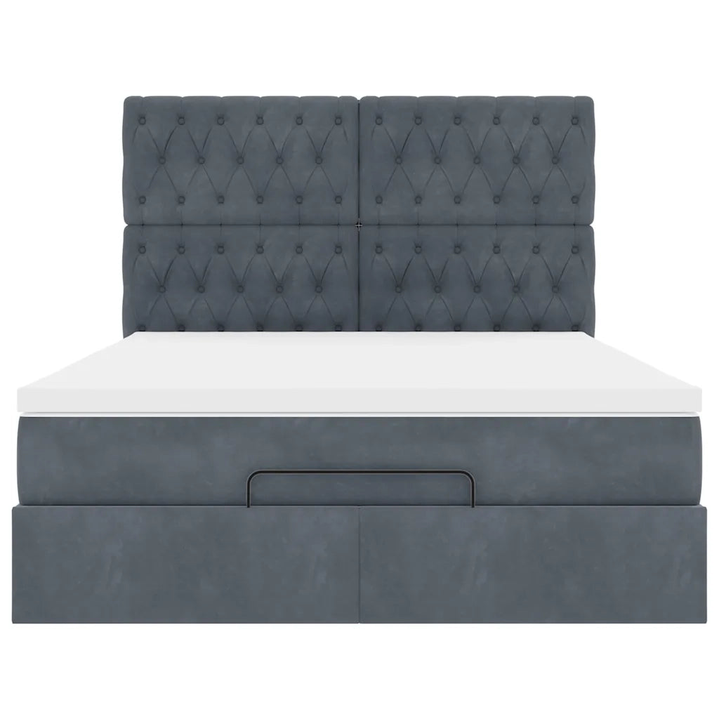 Struttura Letto Pouf con Materassi 140x200 cm in Velluto 3314397