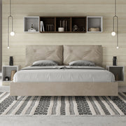 Letto imbottito Matrimoniale 200x200 cm Large - Contenitore,Microfibra,Sabbia