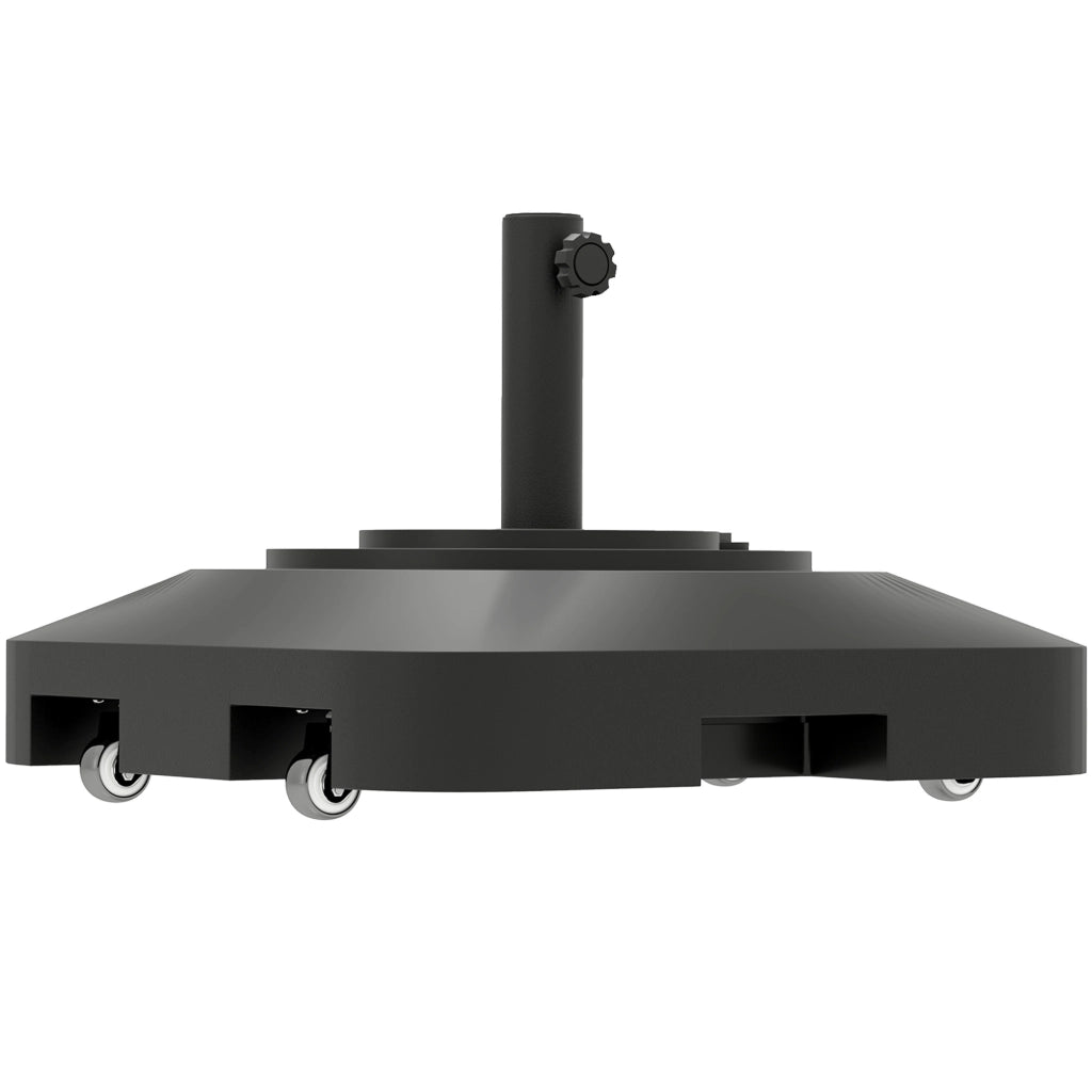 Base per Ombrellone a Rotelle e Riempibile con Acqua o Sabbia, in HDPE, 48x48x32.5 cm, Nero