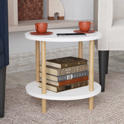 Tavolino Rotondo VES con 2 Piani di Appoggio 49xØ42 cm Bianco [en.casa]