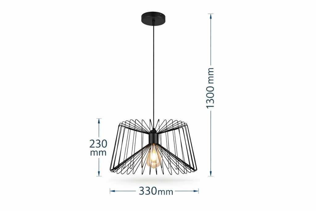 Lampadario a Sospensione Industriale Nero Metallo Attacco E27 Lampadina Non Inclusa Design Gabbia Moderno per Cucina Sala da Pranzo Soggiorno
