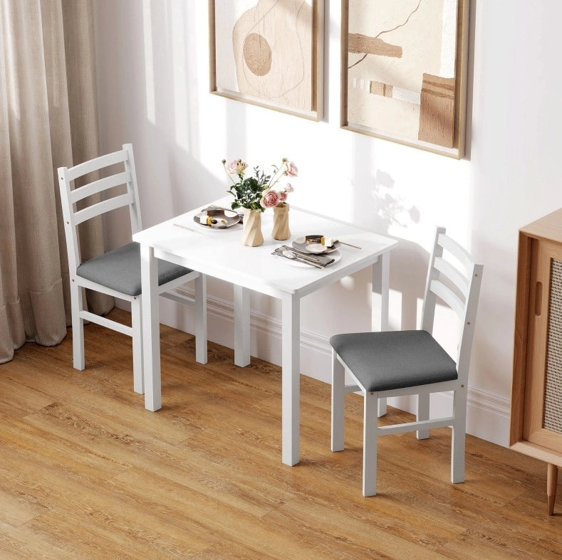 Set tavolo da pranzo bianco con 2 sedie imbottite