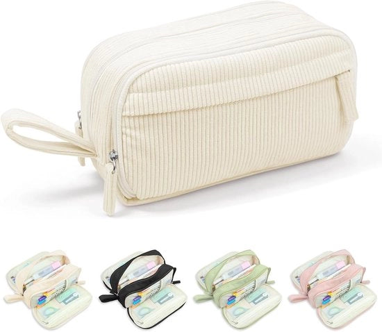 Etui Corduroy - Pennendoosje - 3 Cassetti - Grande Capacità 1.2 Litri - Beige