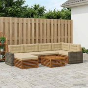 Set di divani da esterno 7 pz Naturale e Beige 3383611