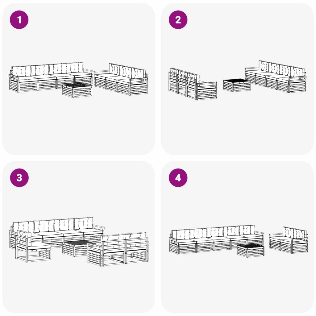 Set di divani da esterno 8 pz Bianco e Antracite 3390167