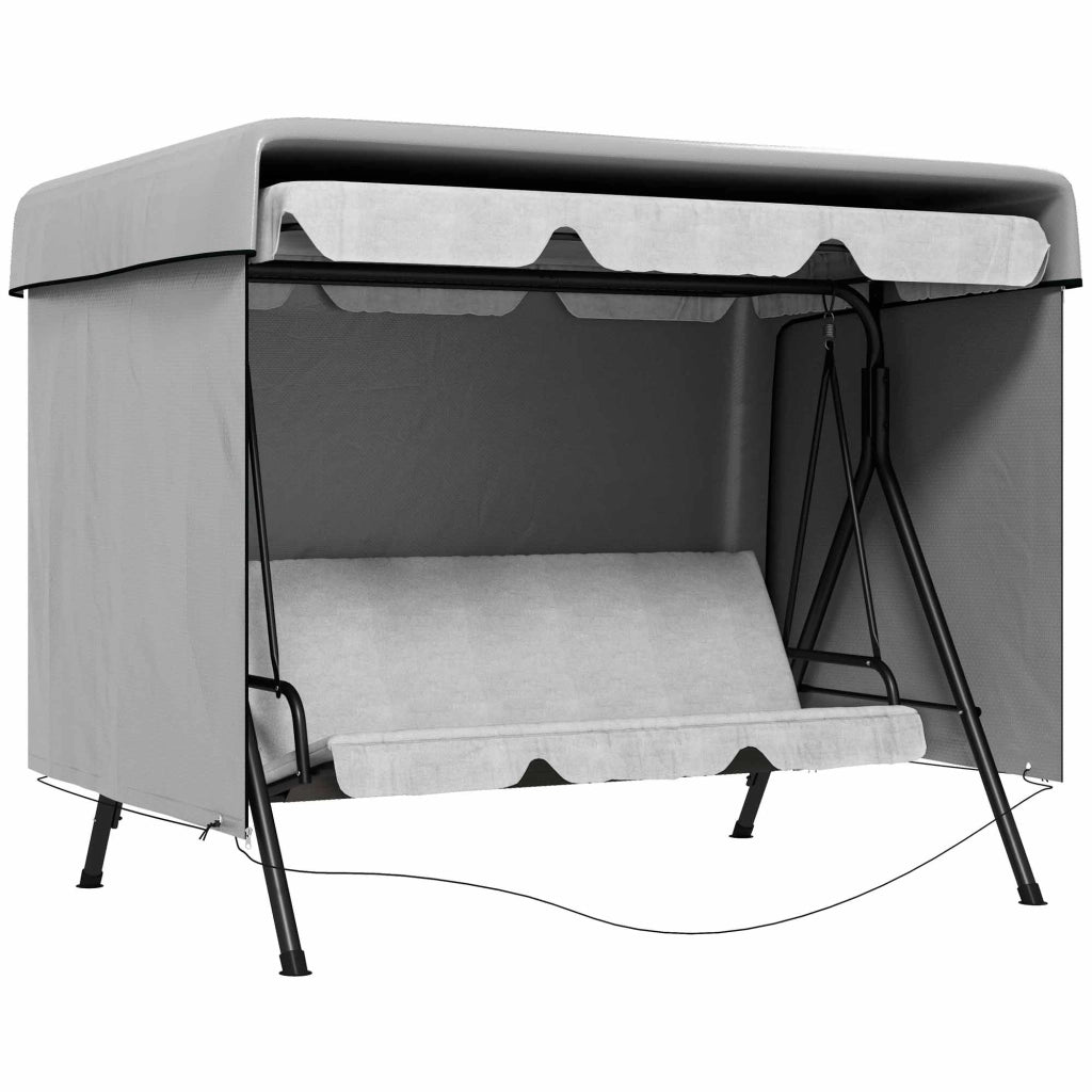 Copertura per mobili da giardino impermeabile con zip e cinghia con fibbia in polietilene grigio 215 × 155 × 150 cm