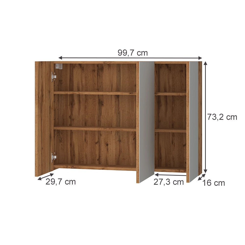 Vicco Specchio contenitore bagno Rovere 99.7 x 73.2 cm con 3 porte