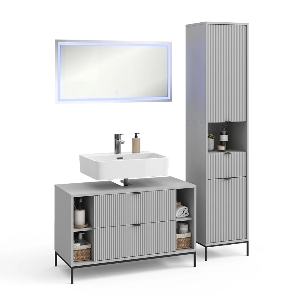 Vicco Set di mobili da bagno Grigio 3 parti