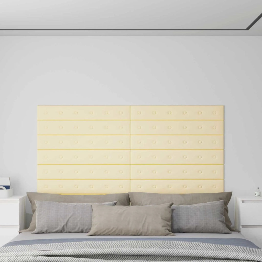Testiera | Testata da Parete 12 pcs Crema 90 x 15 cm Pelle Sintetica