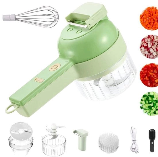 Set di trinciatori per verdure e aglio elettrici 4 in 1, comprensivo di trinciatura per verdure e trinciatura per aglio