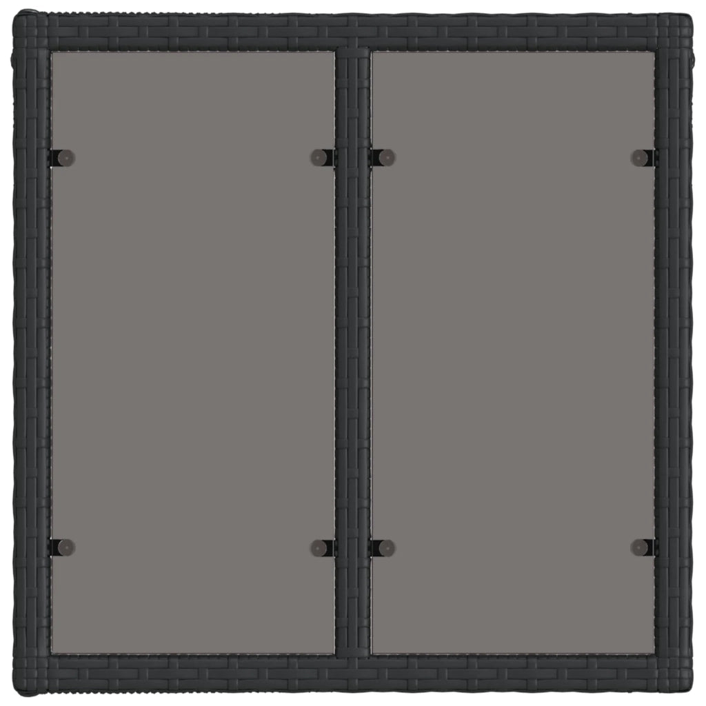 Tavolo da Giardino Nero 55 x 55 x 37 cm Rattan PE e Vetro 42035133