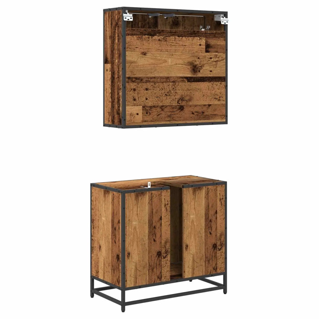 Set di mobili per il bagno con cassetto 2 pcs Legno vecchio 3402320