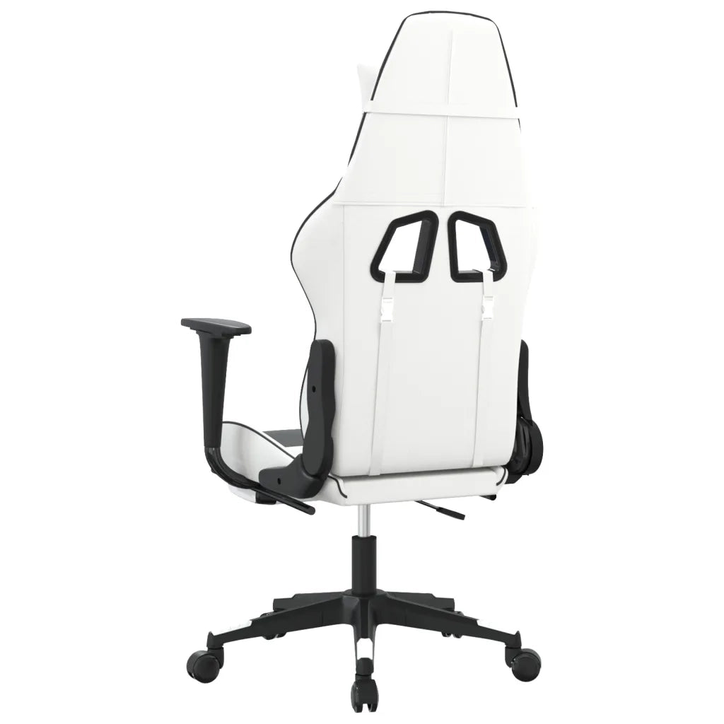 Sedia da Gaming | Sedia da e-sports con Poggiapiedi Bianco e Nero in Similpelle