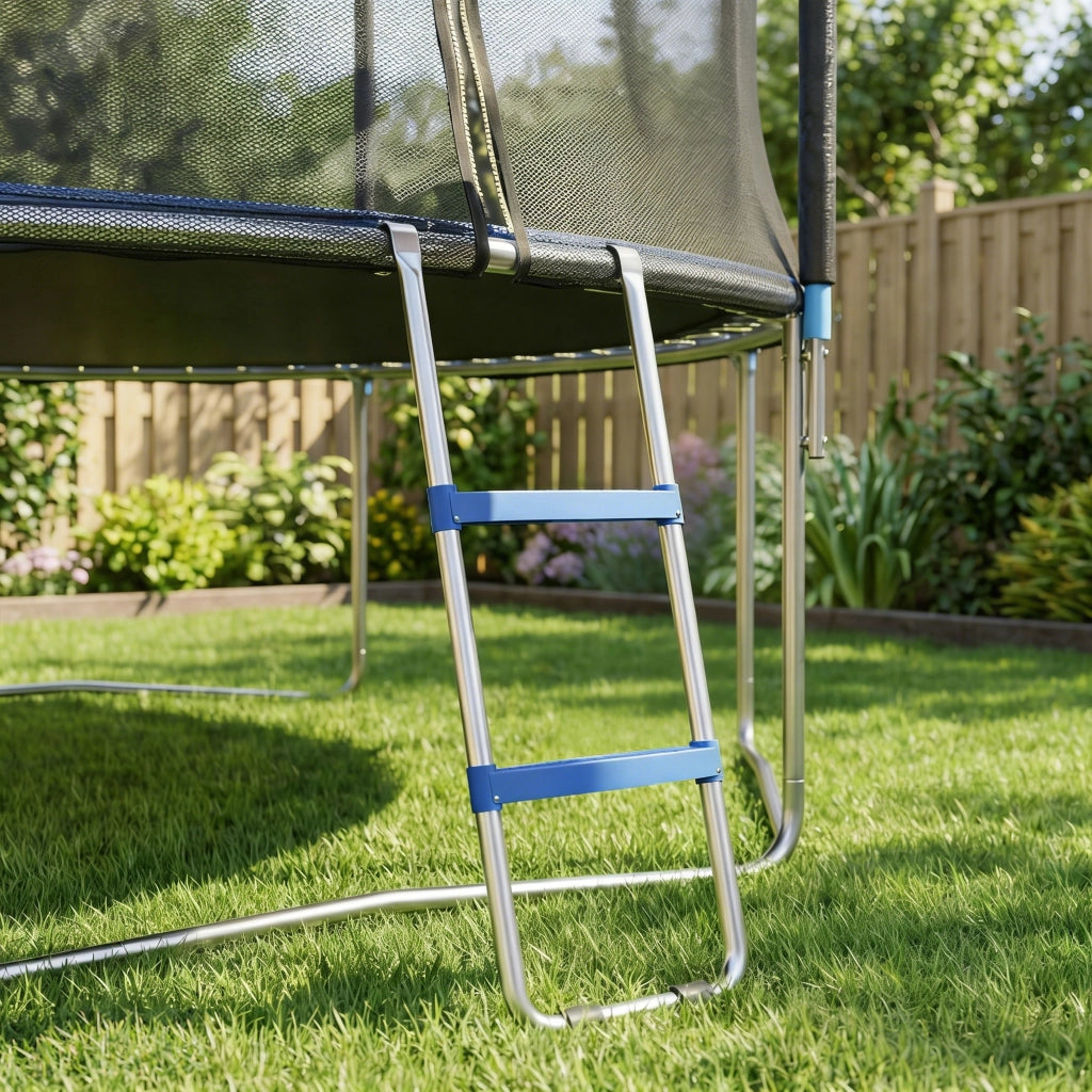 Scala per Trampolino 2 Gradini ¨C Zephmum ¨C Blu, Acciaio Zincato, 32x63 cm