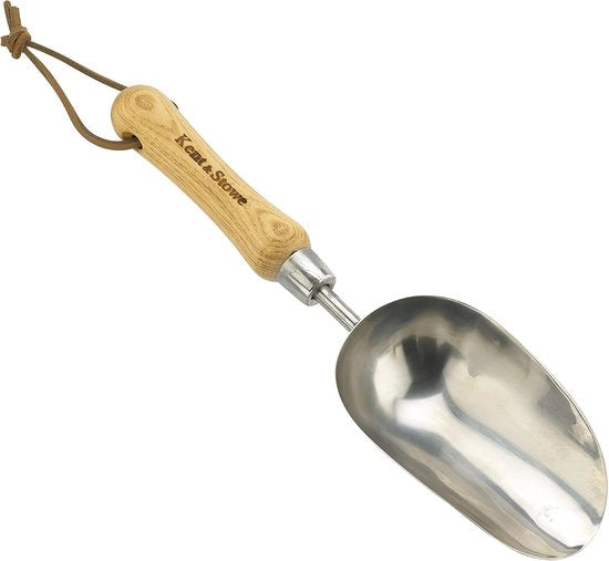 Manicotto per piante - paletta di acciaio inossidabile - 1 pezzo - manico di legno di noce - 33 cm