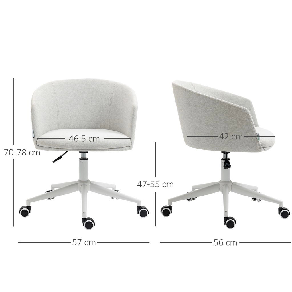 SEDIA DA UFFICIO CON ALTEZZA REGOLABILE, RUOTE E SEDUTA GIREVOLE IN TESSUTO 57L X 56P X 70-78A CM GRIGIO CHIARO