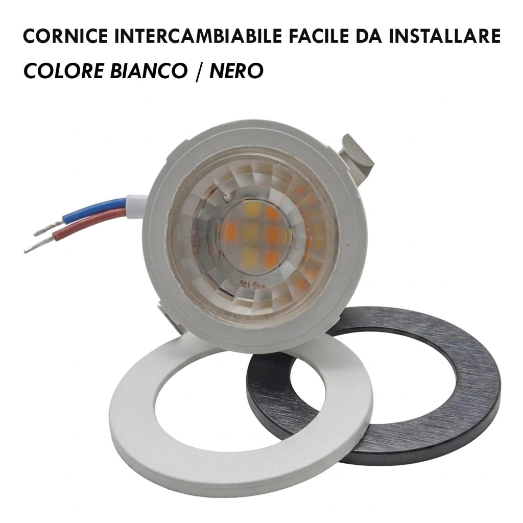 Mini faretto SPOT moderno tondo LED 3W CCT incasso 35mm luce soffitto mensole ripiani mobili cucina cappa 230V cornice intercambiabile 38°