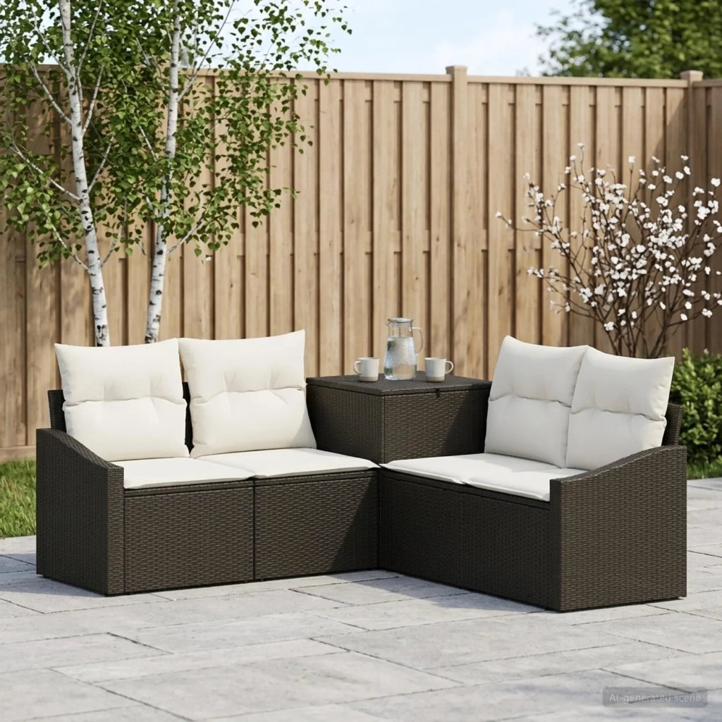 Set di divani 5 pz Nero e Bianco Crema 3447809