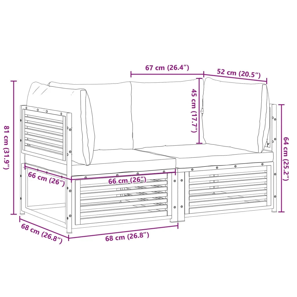 Set Divani da Giardino 2pz | Set Salotto da Giardino con Cuscini Legno Massello di Acacia
