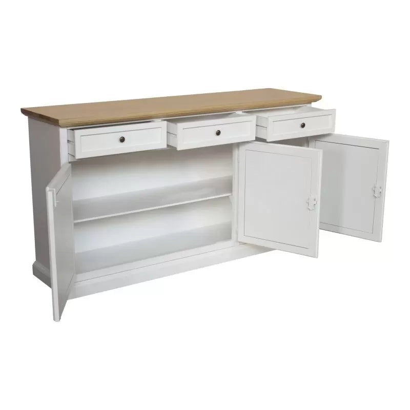 Madia credenza in legno 3 porte shabby chic bicolore 156x42x85 - Mobili 2G
