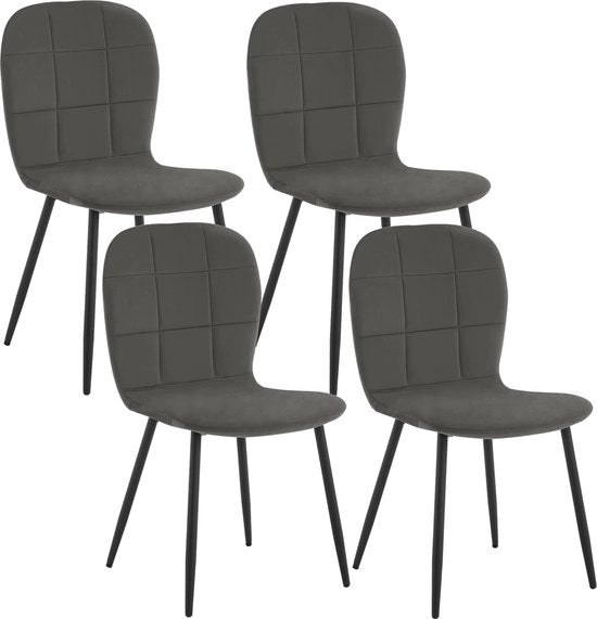 Insellatura da 4 Sedili - Sedia da Cucina - 4 Pezzi - Sedili da Cucina - 4 Sedili - Grigio