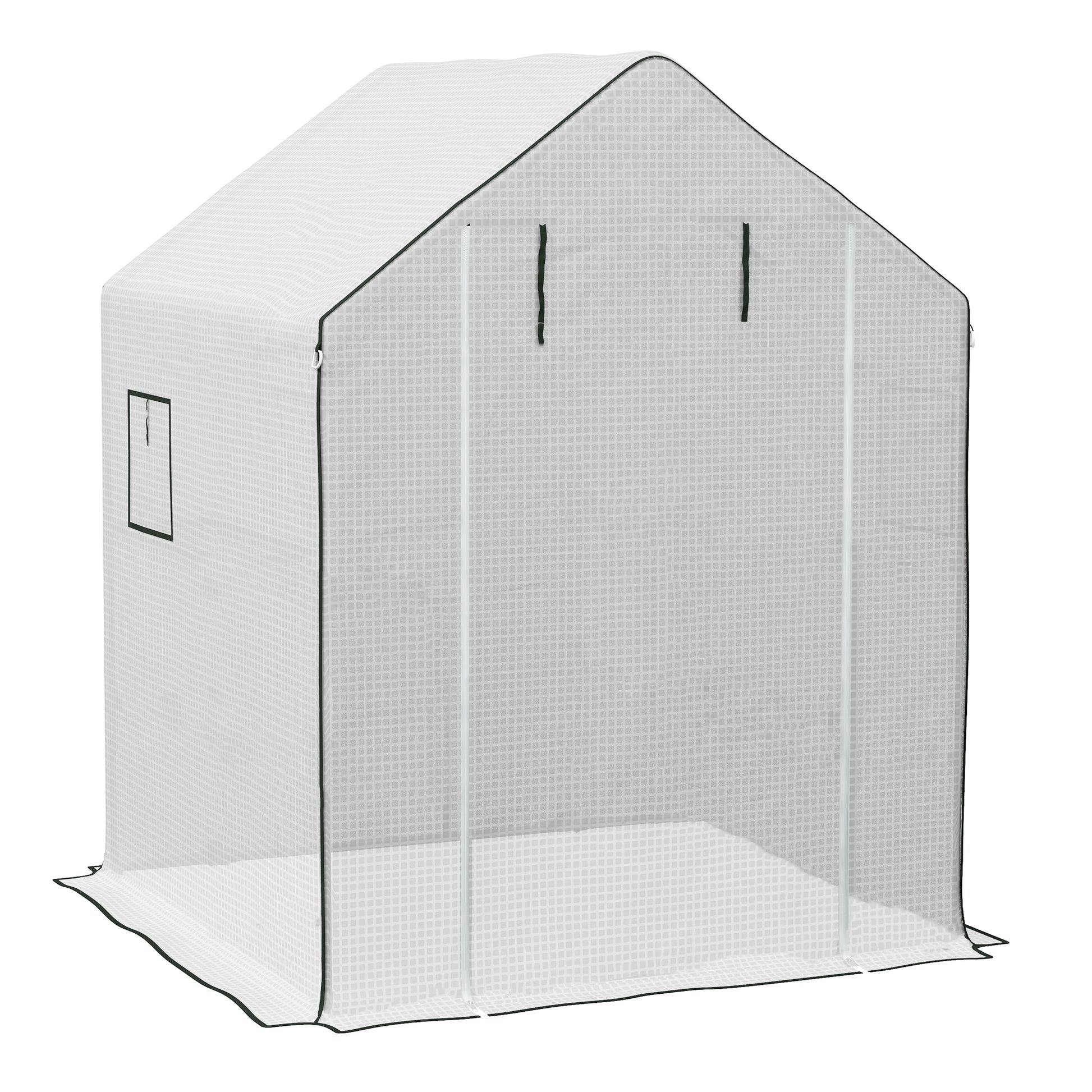 Copertura per Serra da Giardino 140x143x190 cm con Porta a Cerniera e Finestre PE Bianco