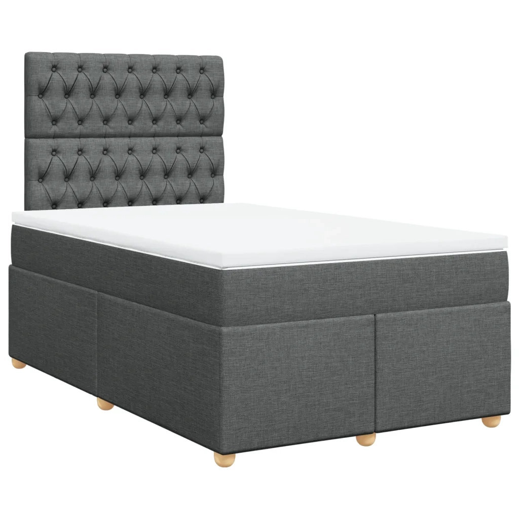 Giroletto a Molle con Materasso Grigio Scuro 120x190cm Tessuto