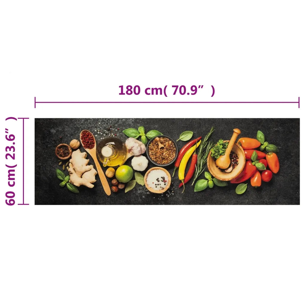 Tappeto da Cucina Lavabile-Tappetino da Cucina Spezie 60x180 cm Velluto 389240