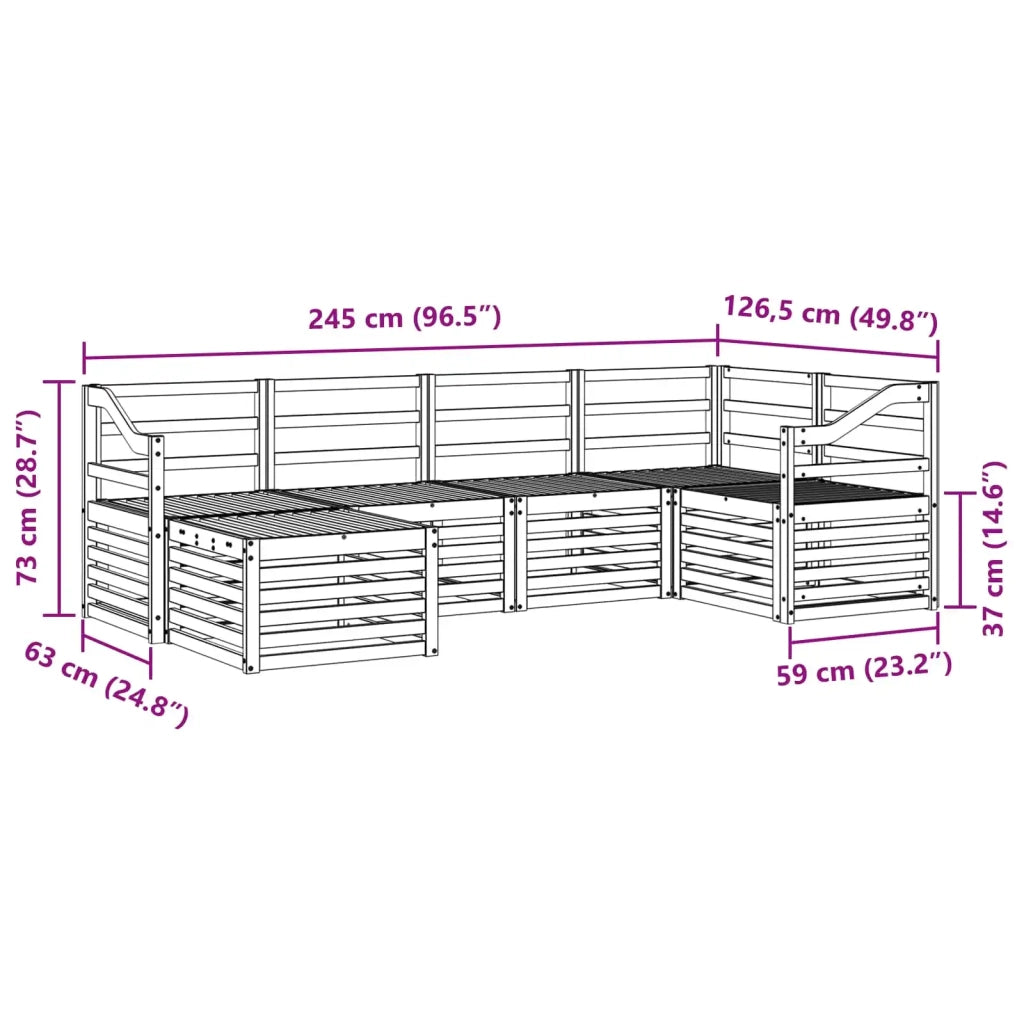 Set divani 6 pcs Naturale Legno di Acacia Massello 3375104