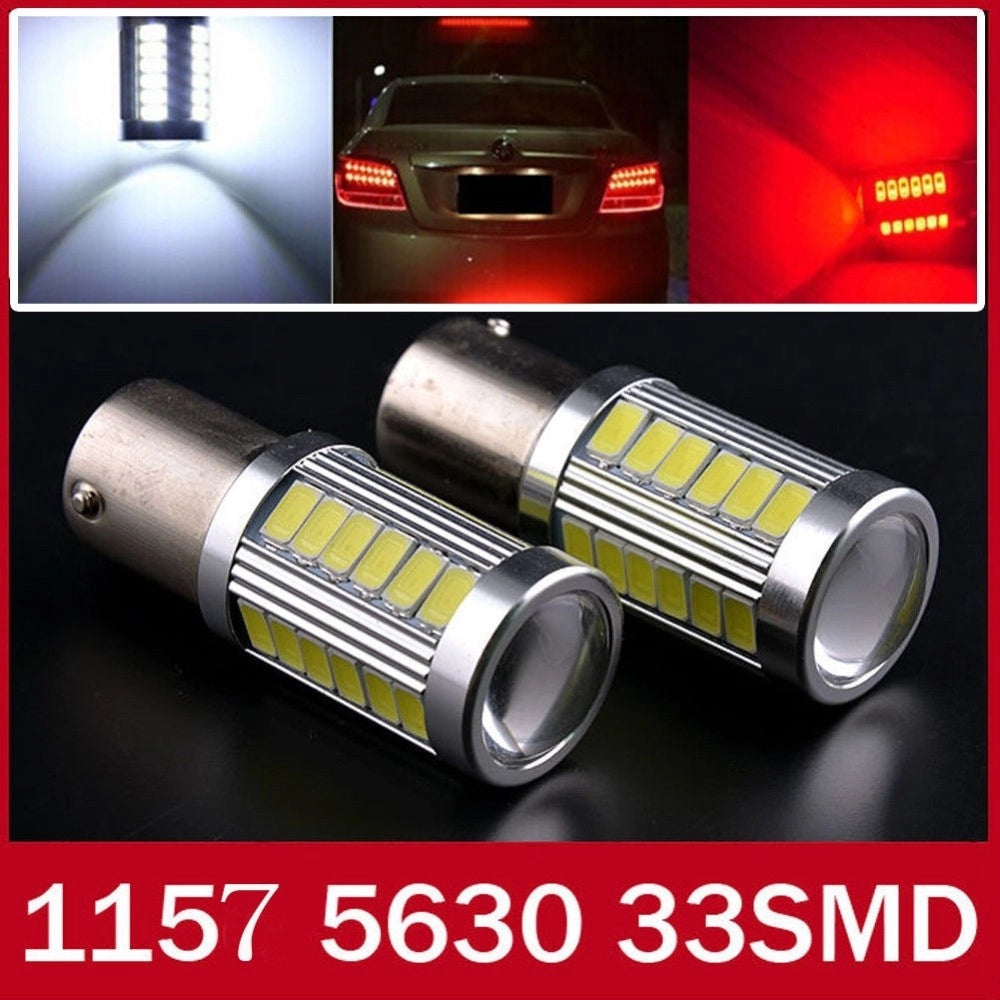 Trade Shop - 2 Lampadine Luce Posizione Luci Posteriori Stop Bay15d 33 Led Smd 12 - 24 Volt -