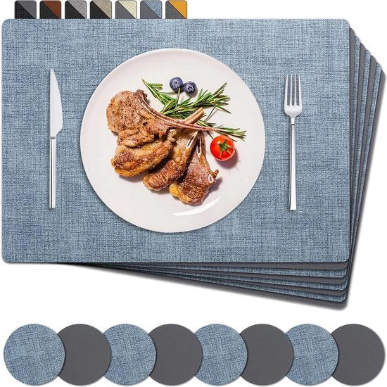 Piatti per tavola da cucina blu - set da 8 - sottopiani decorativi per tavolo